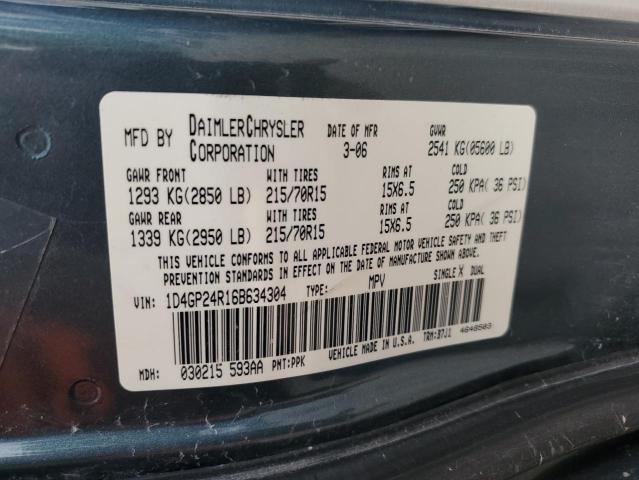 2006 Dodge Grand Caravan Se VIN: 1D4GP24R16B634304 Lot: 57835114