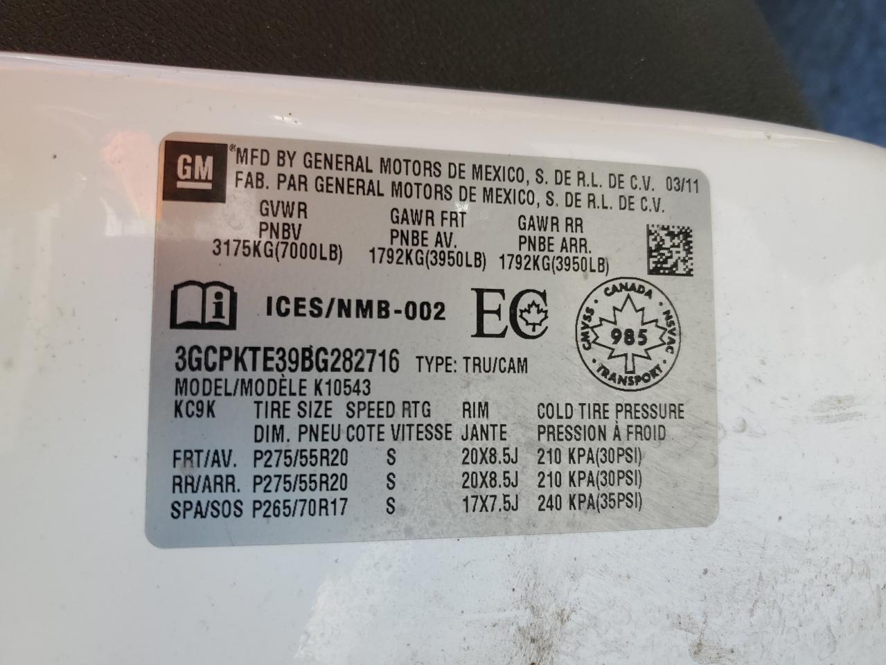 3GCPKTE39BG282716 2011 Chevrolet Silverado K1500 Ltz