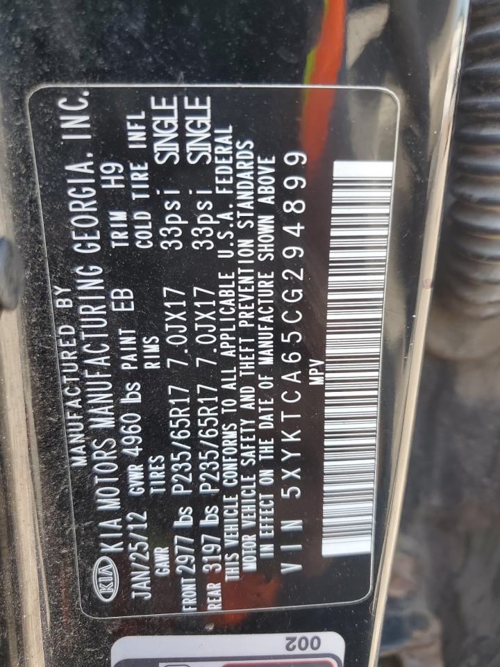 5XYKTCA65CG294899 2012 Kia Sorento Base