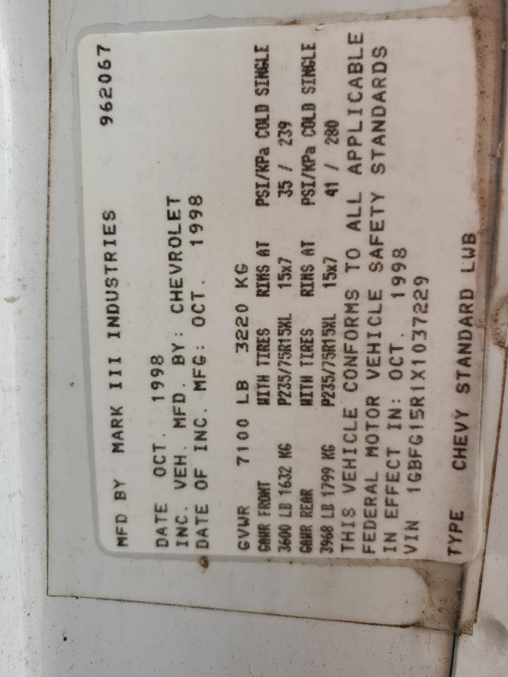 1GBFG15R1X1037229 1999 Chevrolet Express G1500