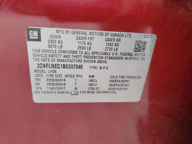 2CNFLNEC1B6397046 2011 Chevrolet Equinox Lt