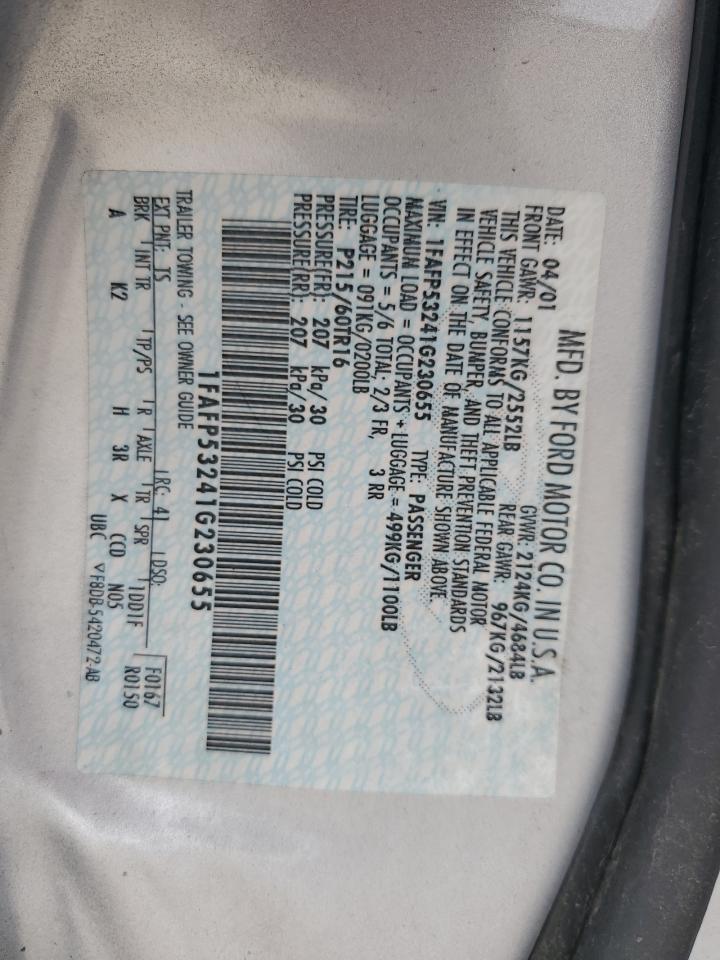 1FAFP53241G230655 2001 Ford Taurus Se