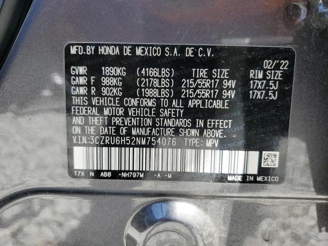 VIN 3CZRU6H52NM754076 2022 HONDA HR-V no.13