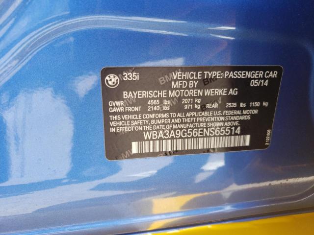 VIN WBA3A9G56ENS65514 2014 BMW 3 Series, 335 I no.12