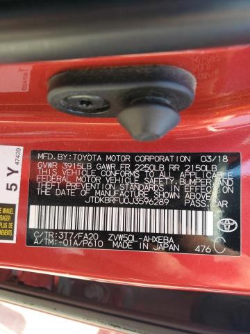 2018 Toyota Prius VIN: JTDKBRFU0J3596289 Lot: 60277714