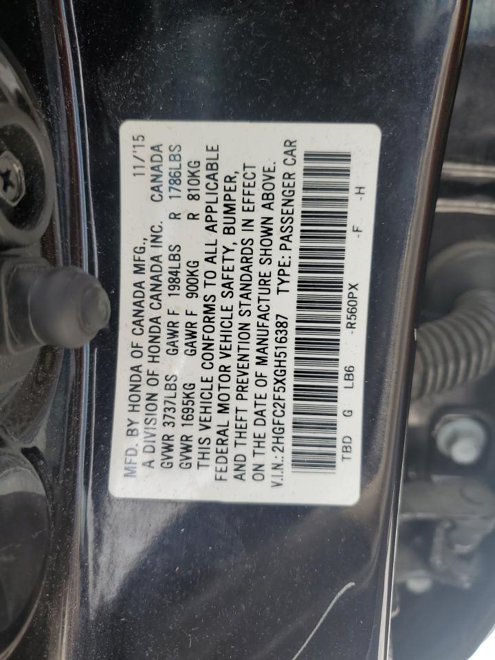 2HGFC2F5XGH516387 2016 Honda Civic Lx