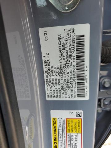 2021 Honda Accord Touring Hybrid VIN: 1HGCV3F98MA015868 Lot: 57348034