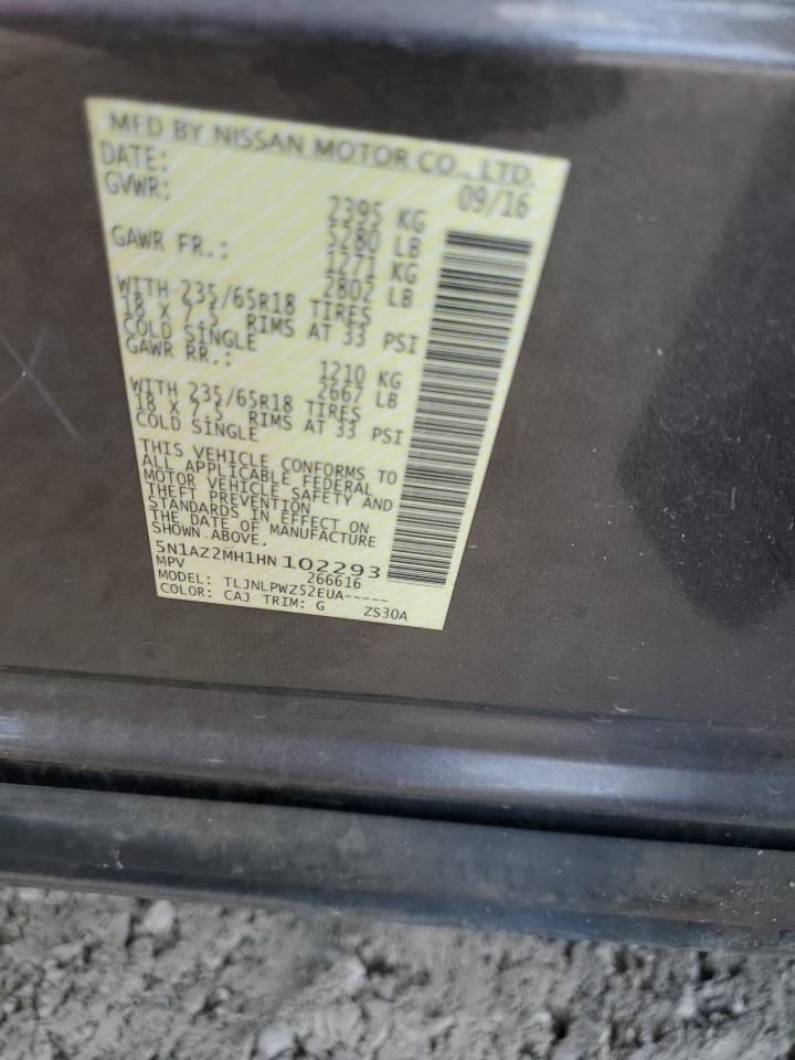 5N1AZ2MH1HN102293 2017 Nissan Murano S