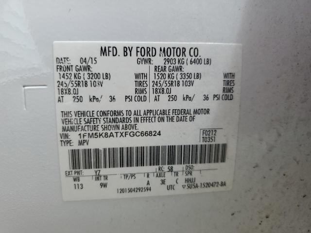 2015 Ford Explorer Police Interceptor VIN: 1FM5K8ATXFGC66824 Lot: 58292784