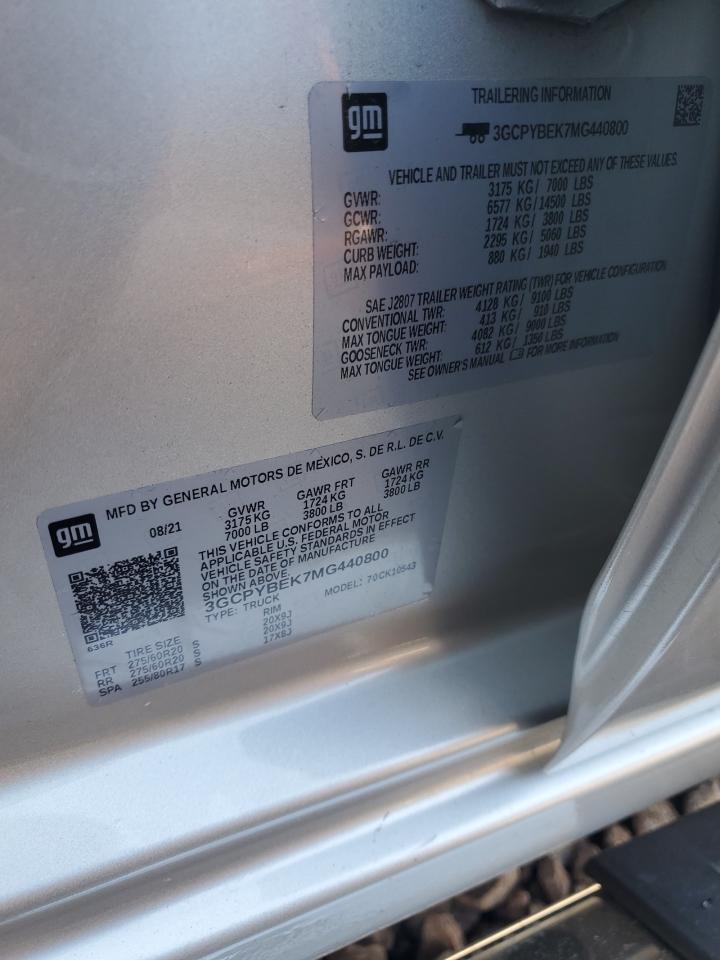 3GCPYBEK7MG440800 2021 Chevrolet Silverado K1500 Custom