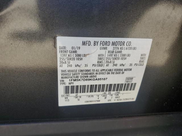 2019 Ford Explorer Xlt VIN: 1FM5K7D89KGA95107 Lot: 60454314