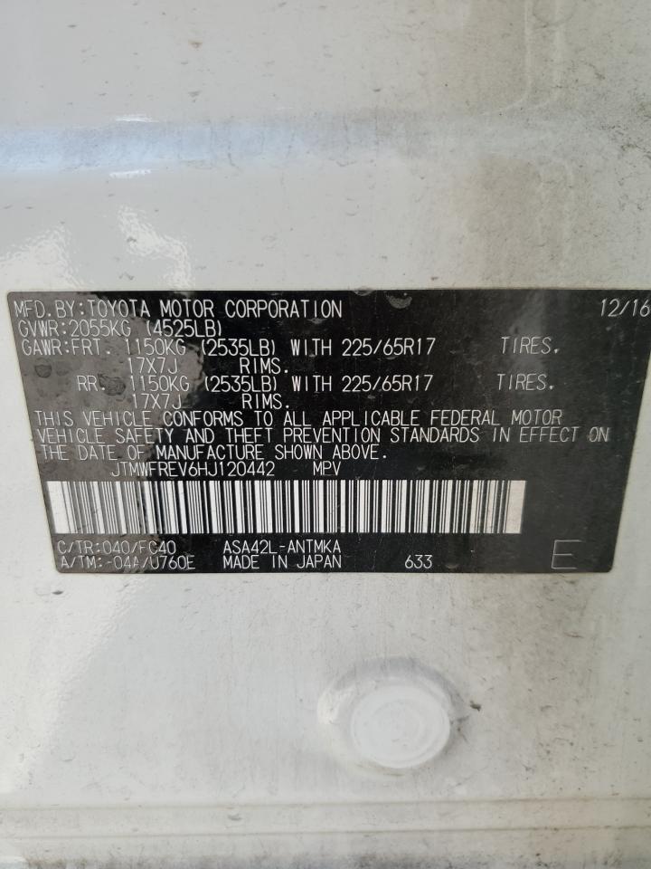 JTMWFREV6HJ120442 2017 Toyota Rav4 Xle