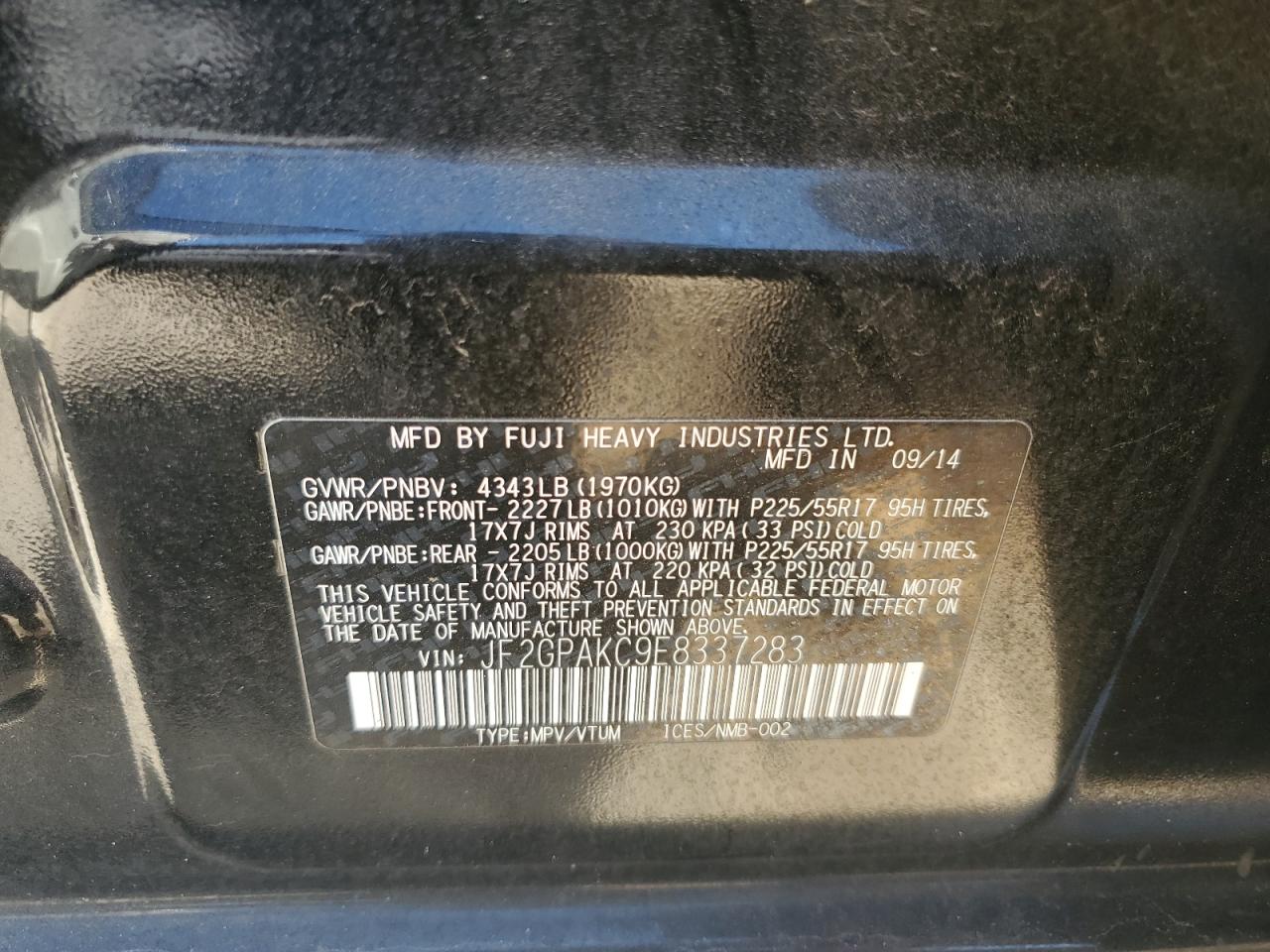 JF2GPAKC9E8337283 2014 Subaru Xv Crosstrek 2.0 Limited