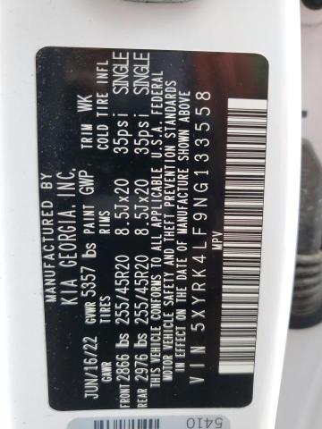 2022 Kia Sorento Sx VIN: 5XYRK4LF9NG133558 Lot: 57710514