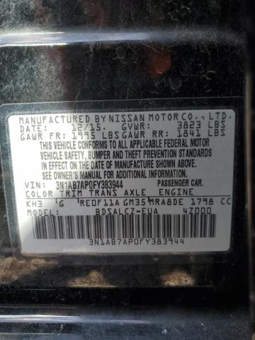 2015 Nissan Sentra S VIN: 3N1AB7AP0FY383944 Lot: 57670834