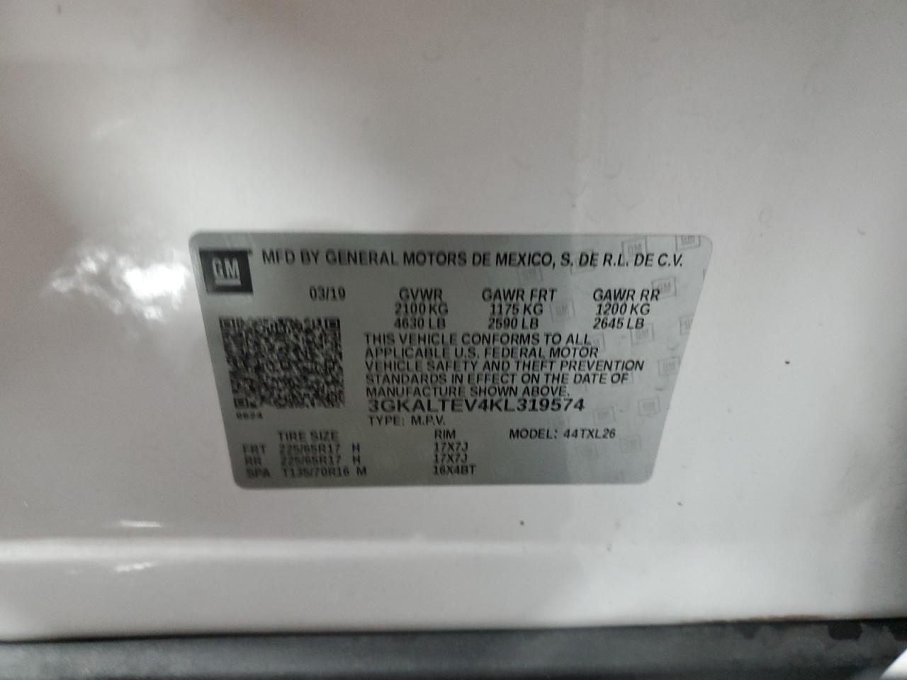 3GKALTEV4KL319574 2019 GMC Terrain Sle