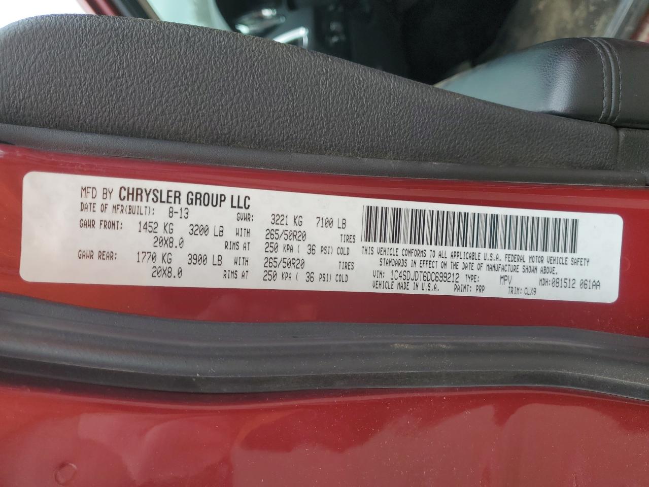 1C4SDJDT6DC699212 2013 Dodge Durango Crew