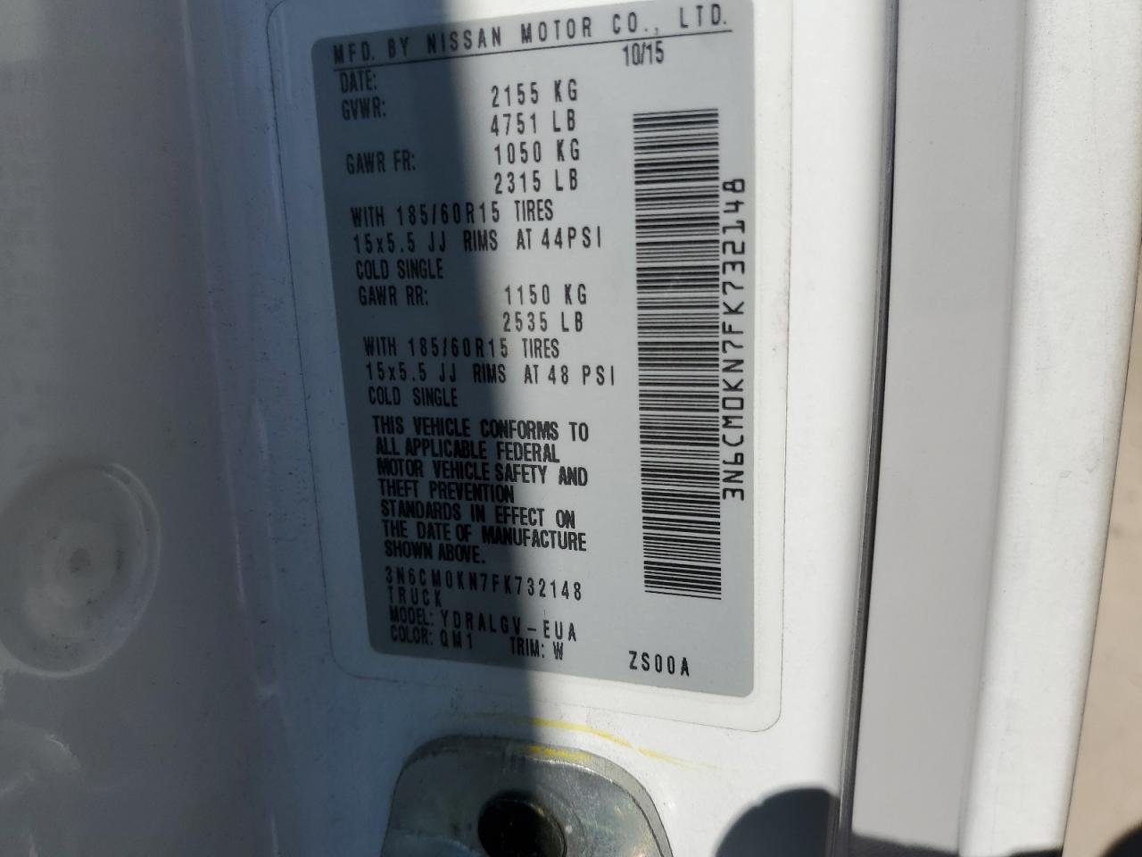 3N6CM0KN7FK732148 2015 Nissan Nv200 2.5S