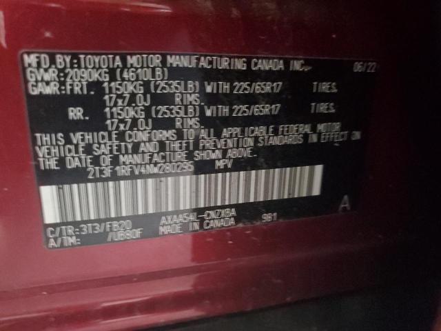 2022 TOYOTA RAV4 LE - 2T3F1RFV4NW280295