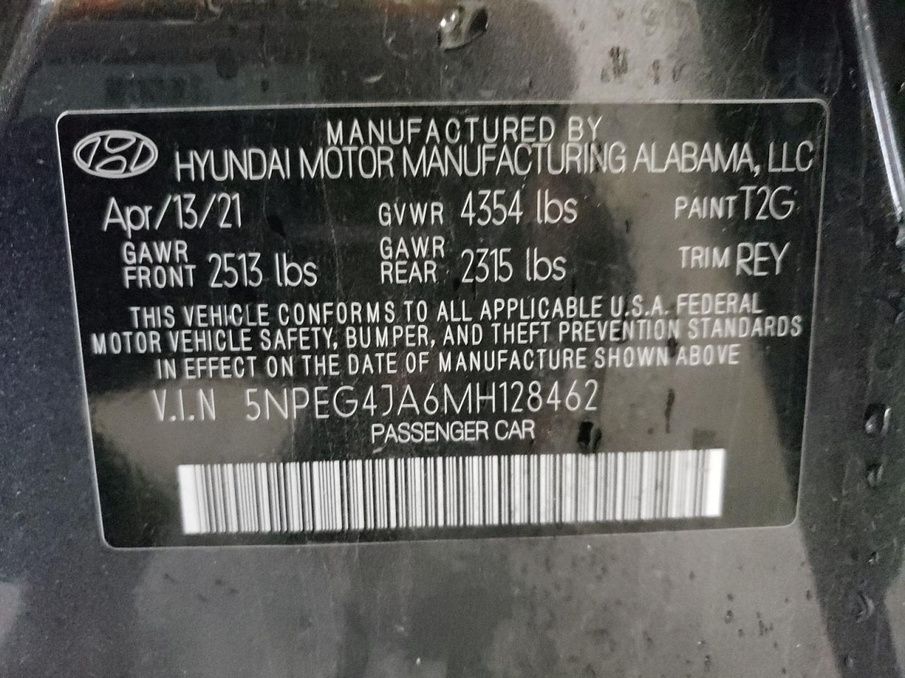 5NPEG4JA6MH128462 2021 Hyundai Sonata Se