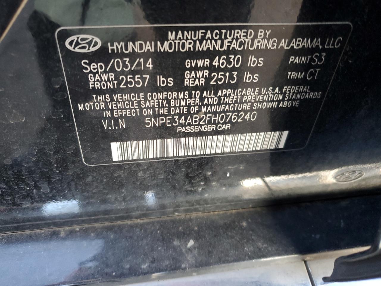 Lot #2823522141 2015 HYUNDAI SONATA SPO