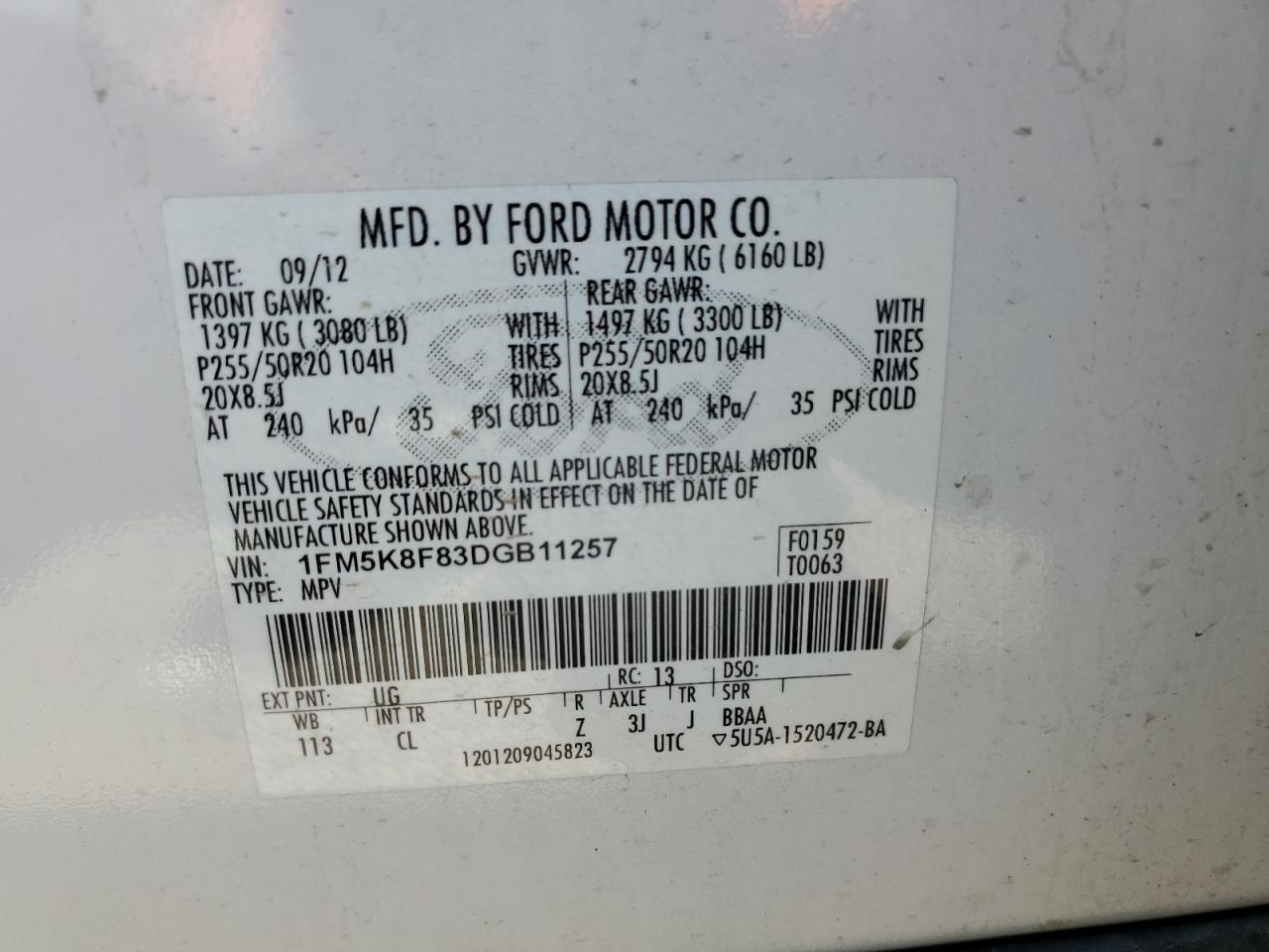 1FM5K8F83DGB11257 2013 Ford Explorer Limited