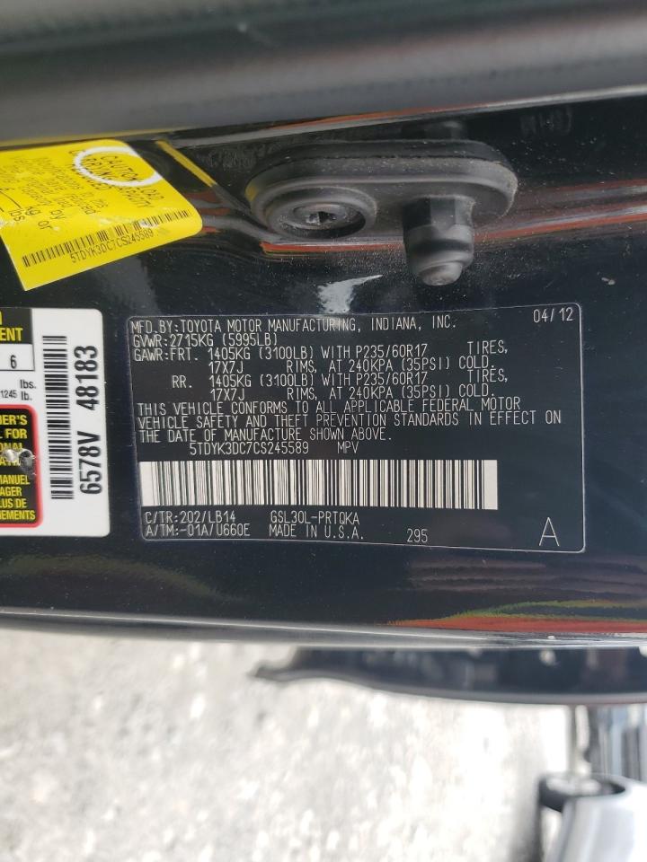 5TDYK3DC7CS245589 2012 Toyota Sienna Xle