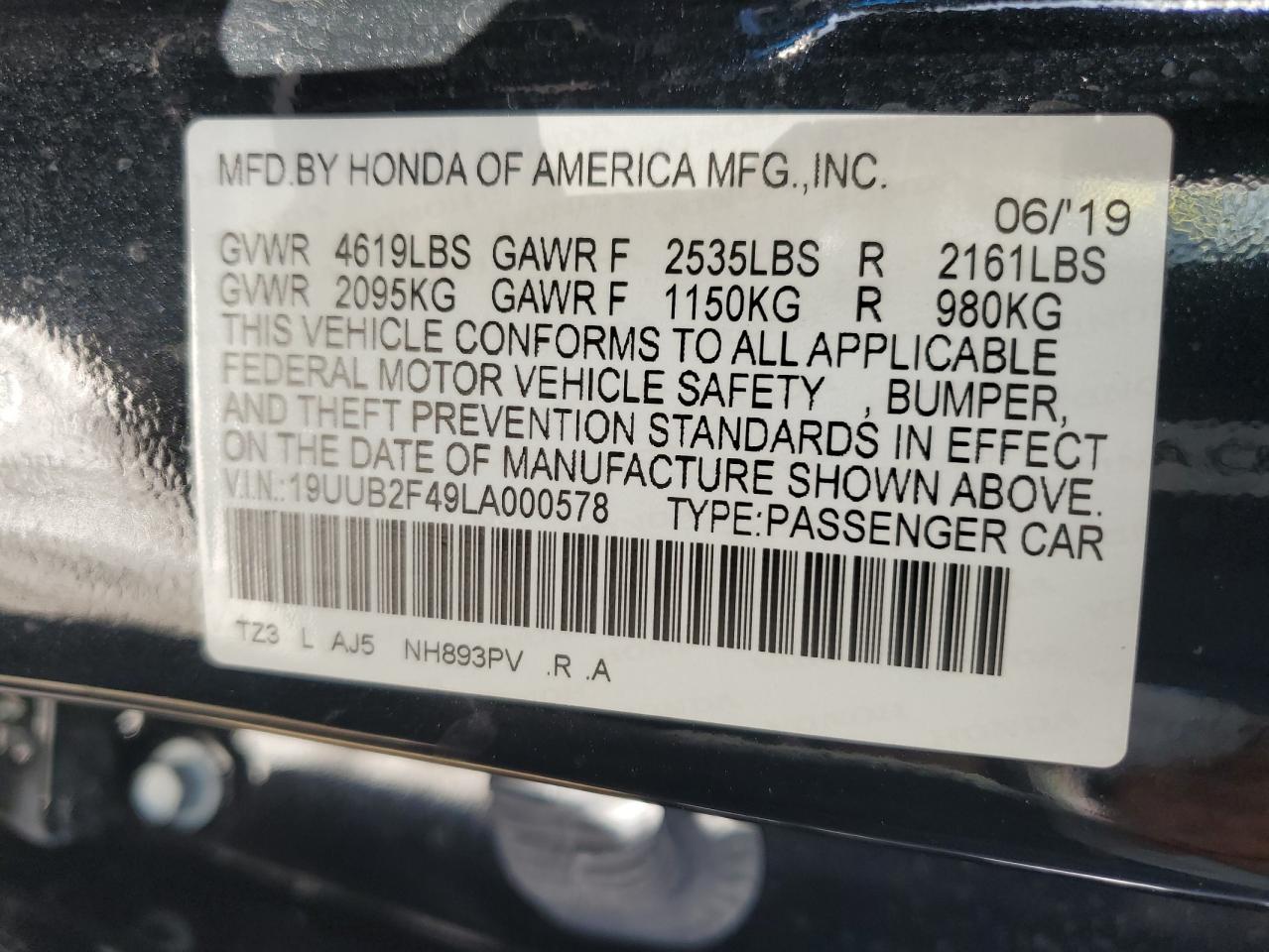 19UUB2F49LA000578 2020 Acura Tlx Technology