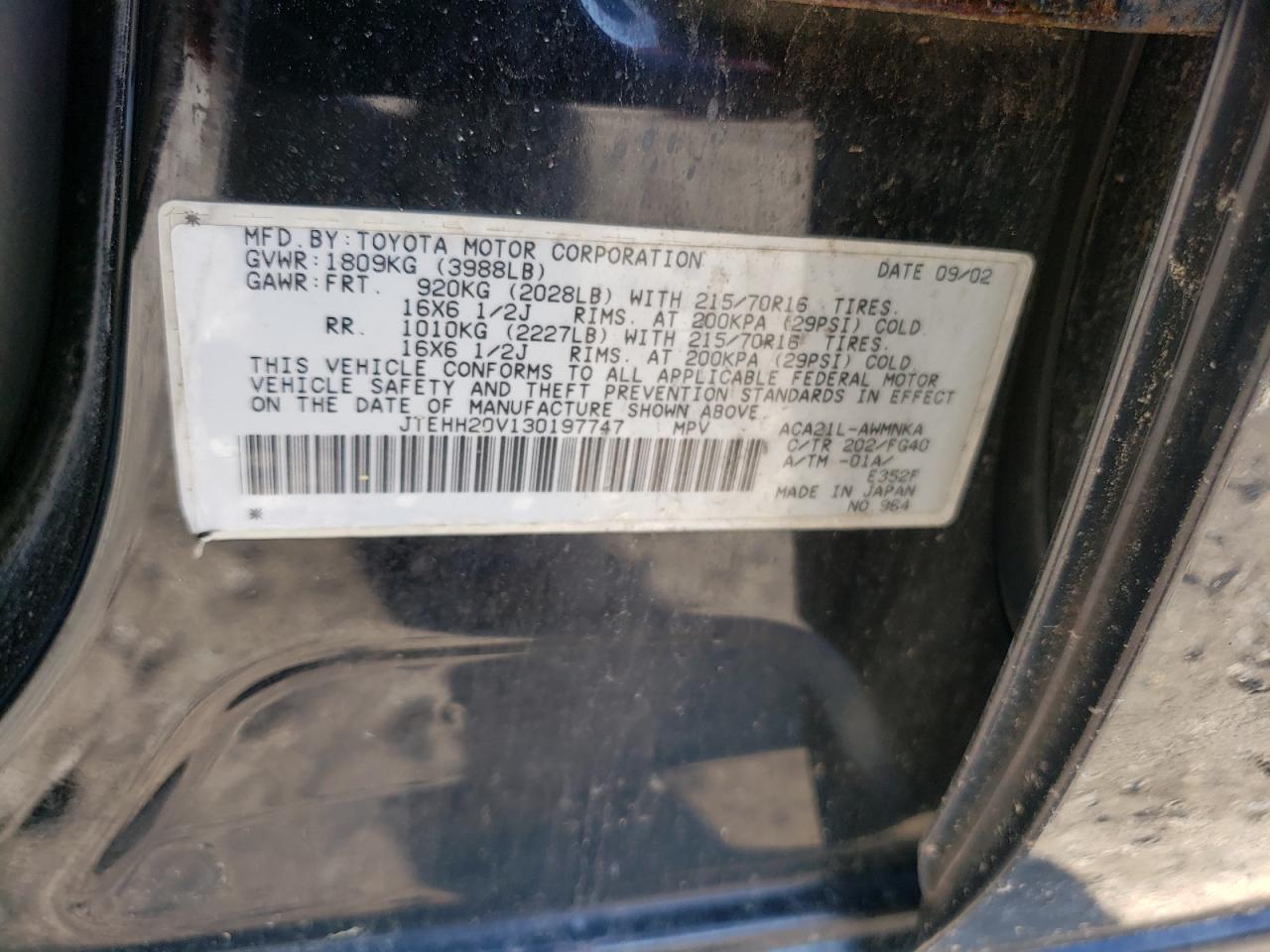 JTEHH20V130197747 2003 Toyota Rav4