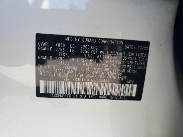 2022 Subaru Outback Premium VIN: 4S4BTADC4N3225081 Lot: 59867524