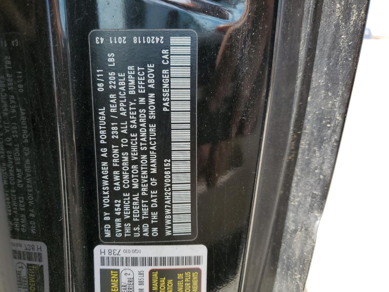 WVWBW7AH2CV006152 2012 Volkswagen Eos Komfort