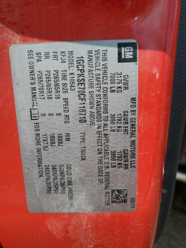 1GCPKSE70CF118710 2012 Chevrolet Silverado K1500 Lt