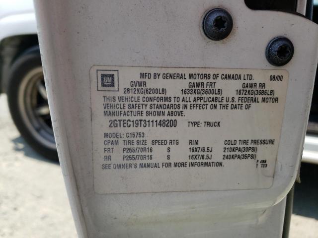 2001 GMC New Sierra C1500 VIN: 2GTEC19T311148200 Lot: 59656214