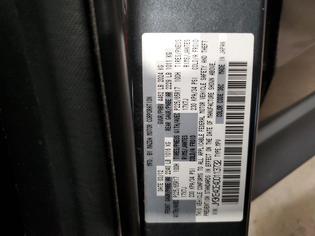 JM3KE4CE4D0113732 2013 Mazda Cx-5 Touring