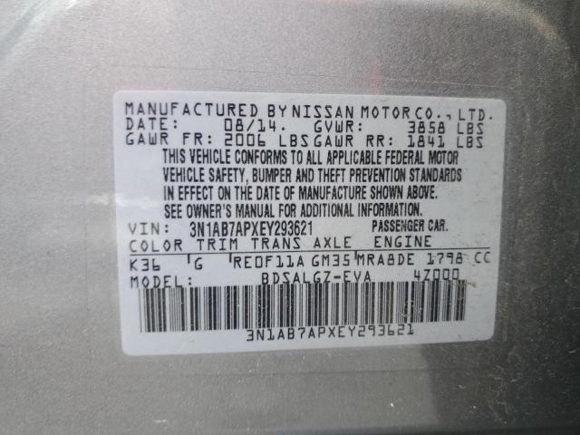 2014 Nissan Sentra S VIN: 3N1AB7APXEY293621 Lot: 58091634