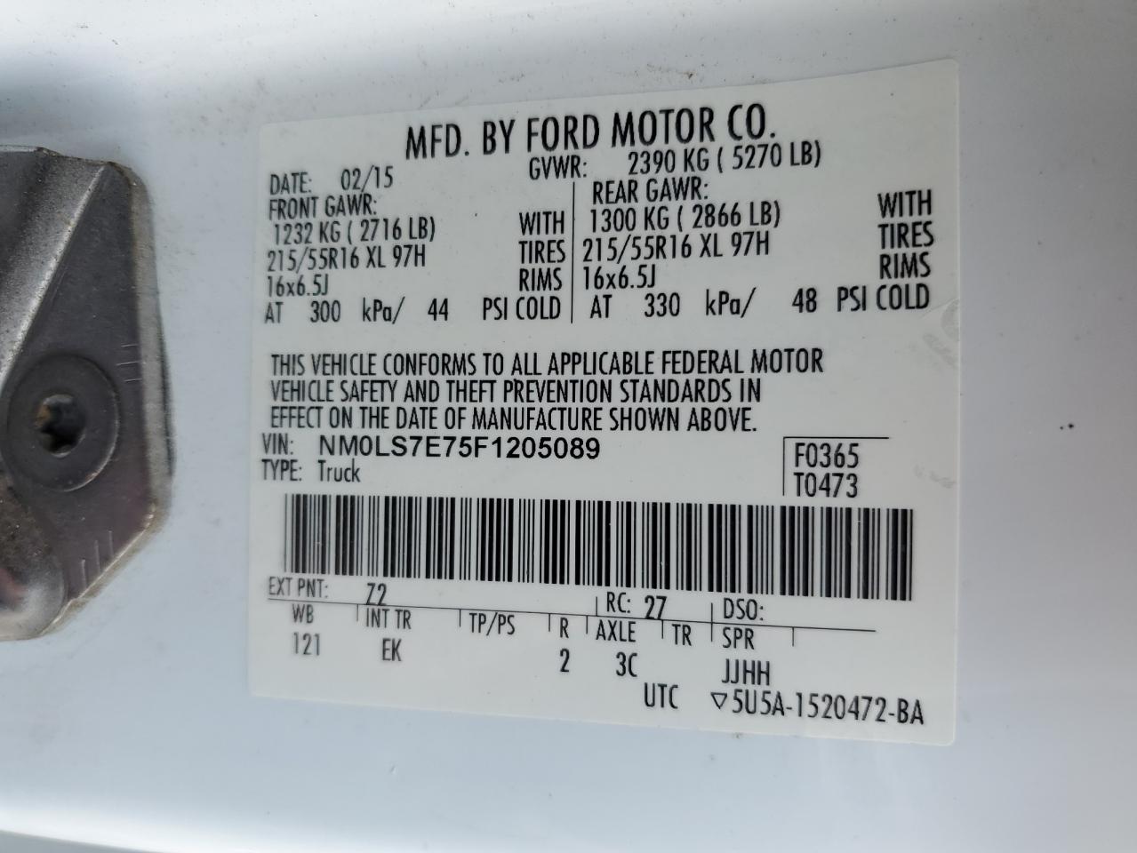 NM0LS7E75F1205089 2015 Ford Transit Connect Xl