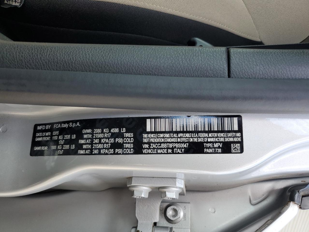 ZACCJBBT8FPB50647 2015 Jeep Renegade Latitude