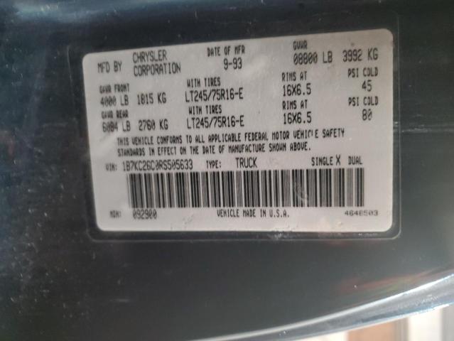 1994 Dodge Ram 2500 VIN: 1B7KC26C0RS505633 Lot: 58968514