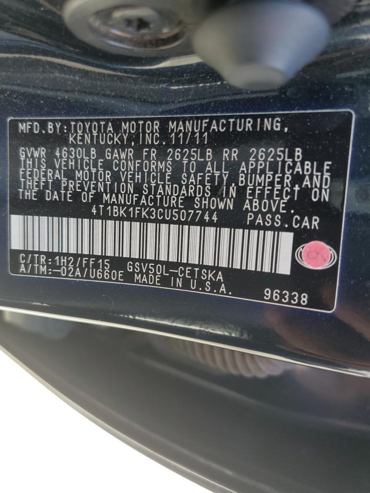 4T1BK1FK3CU507744 2012 Toyota Camry Se