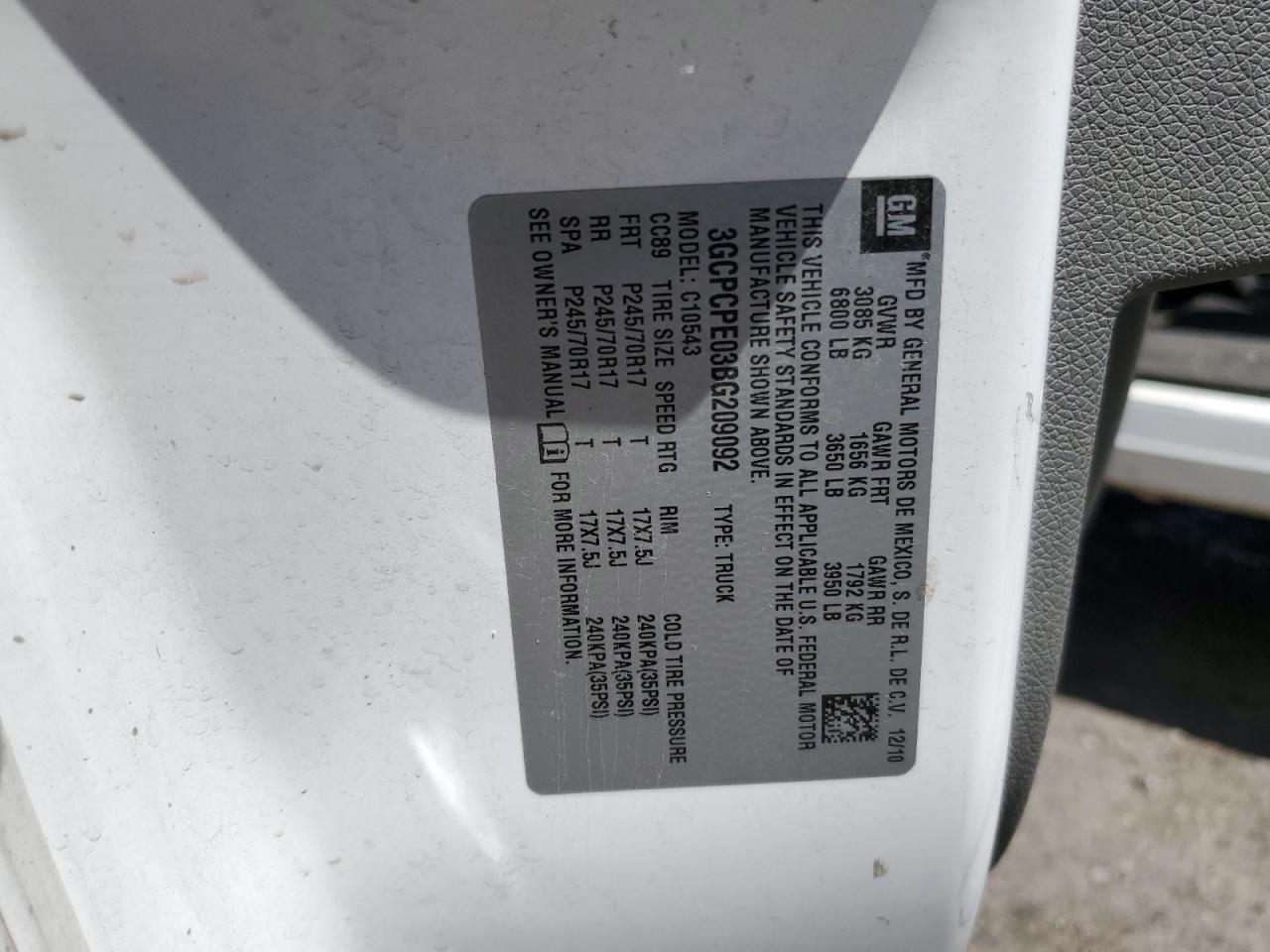 3GCPCPE03BG209092 2011 Chevrolet Silverado C1500