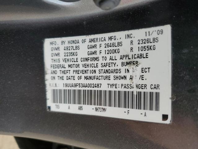 2010 Acura Tl VIN: 19UUA9F53AA002487 Lot: 59284394