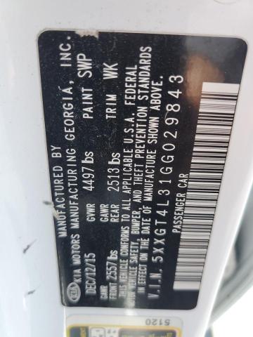 2016 Kia Optima Lx VIN: 5XXGT4L31GG029843 Lot: 59950674