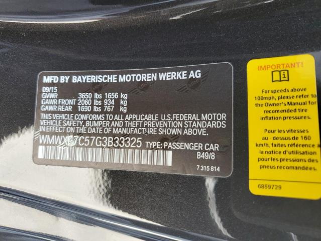 2016 Mini Cooper S VIN: WMWXP7C57G3B33325 Lot: 59540294