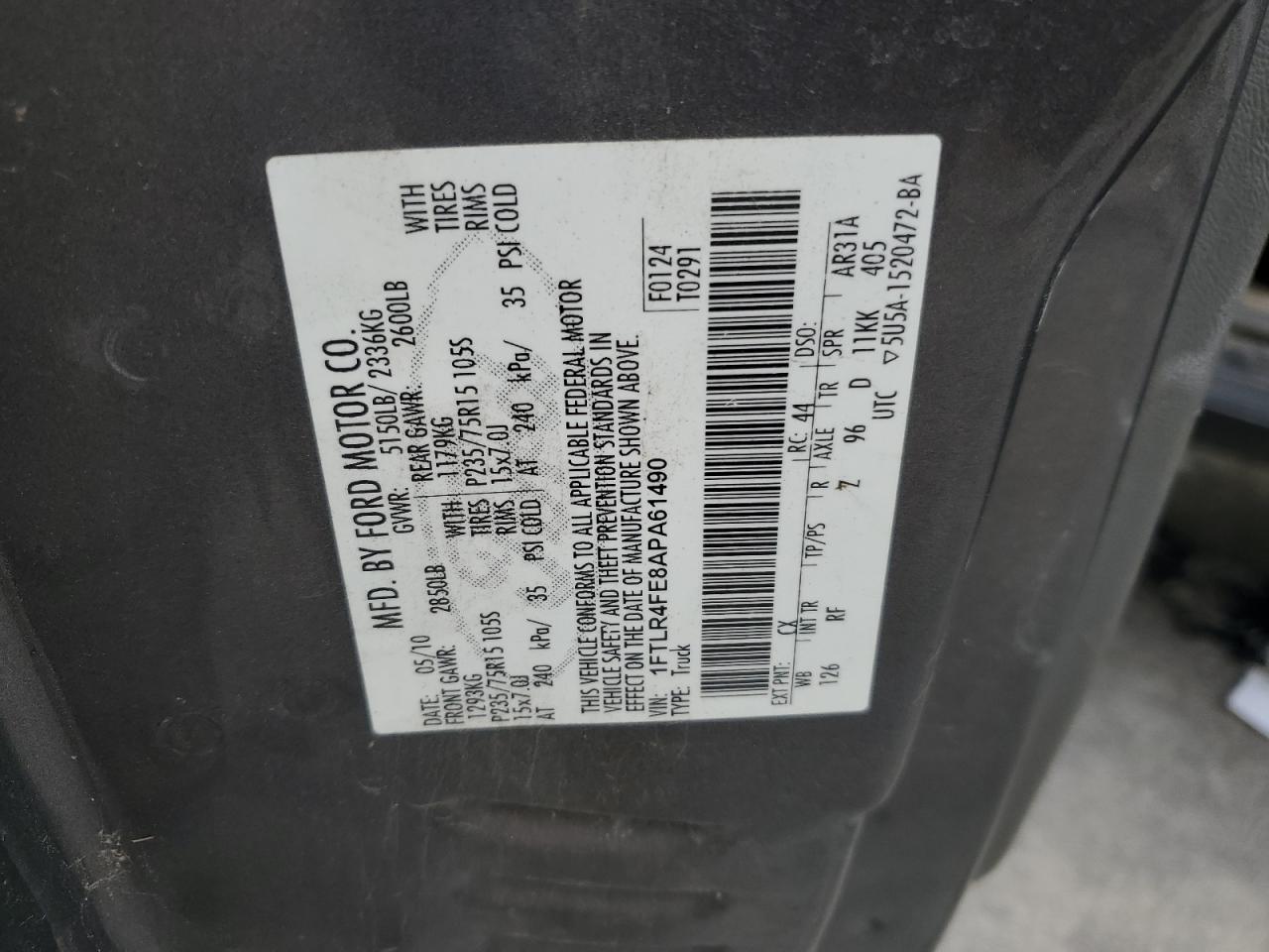 1FTLR4FE8APA61490 2010 Ford Ranger Super Cab