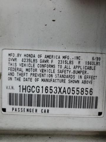 1999 Honda Accord Ex VIN: 1HGCG1653XA055856 Lot: 60771474