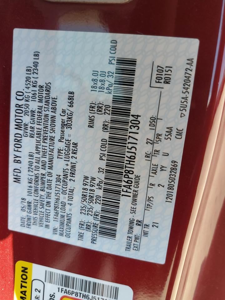 1FA6P8TH6J5171304 2018 Ford Mustang