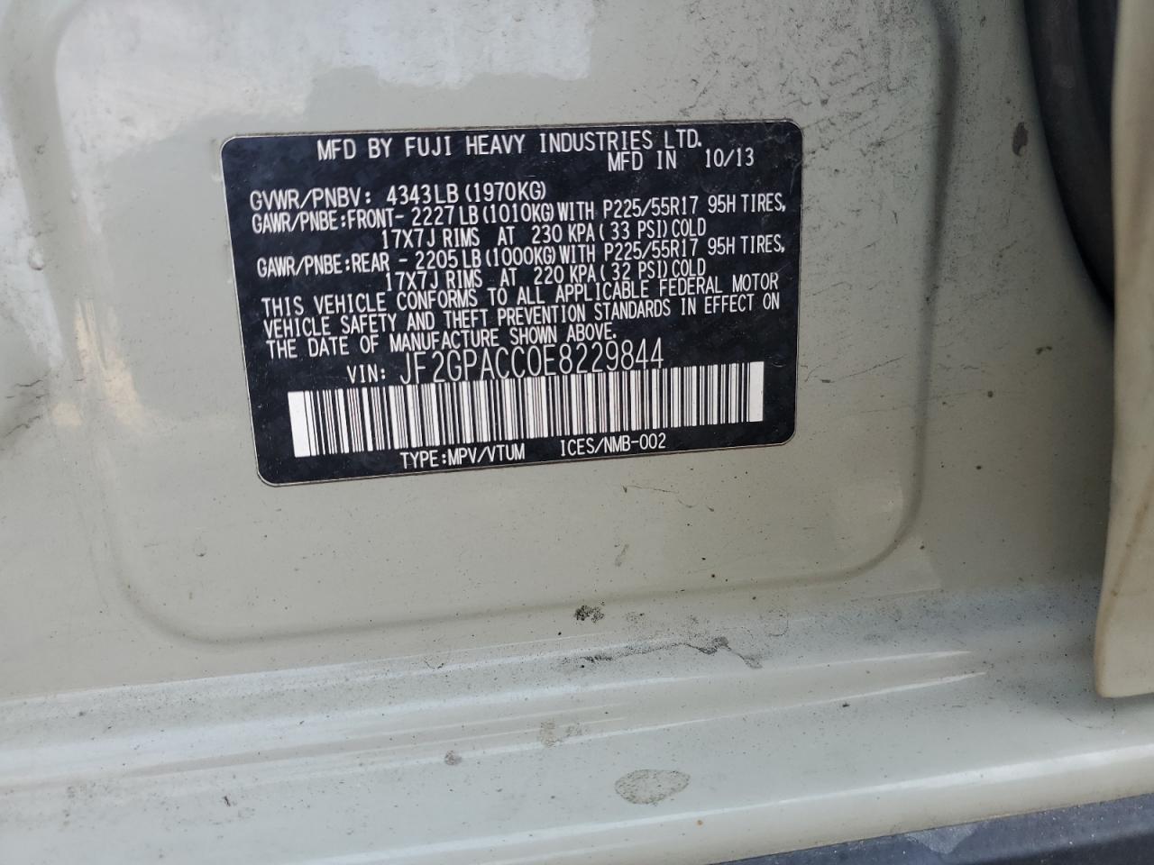 JF2GPACC0E8229844 2014 Subaru Xv Crosstrek 2.0 Premium