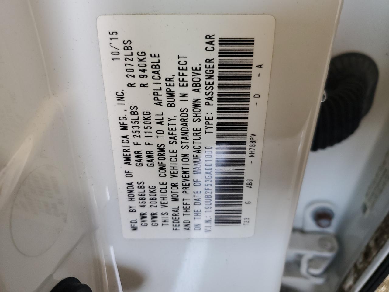 19UUB2F53GA001000 2016 Acura Tlx Tech