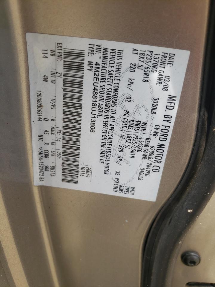 4M2EU48818UJ13806 2008 Mercury Mountaineer Premier