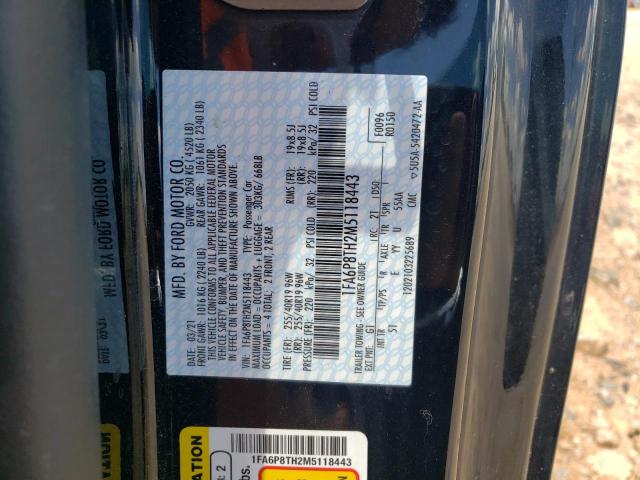 2021 Ford Mustang VIN: 1FA6P8TH2M5118443 Lot: 58521804